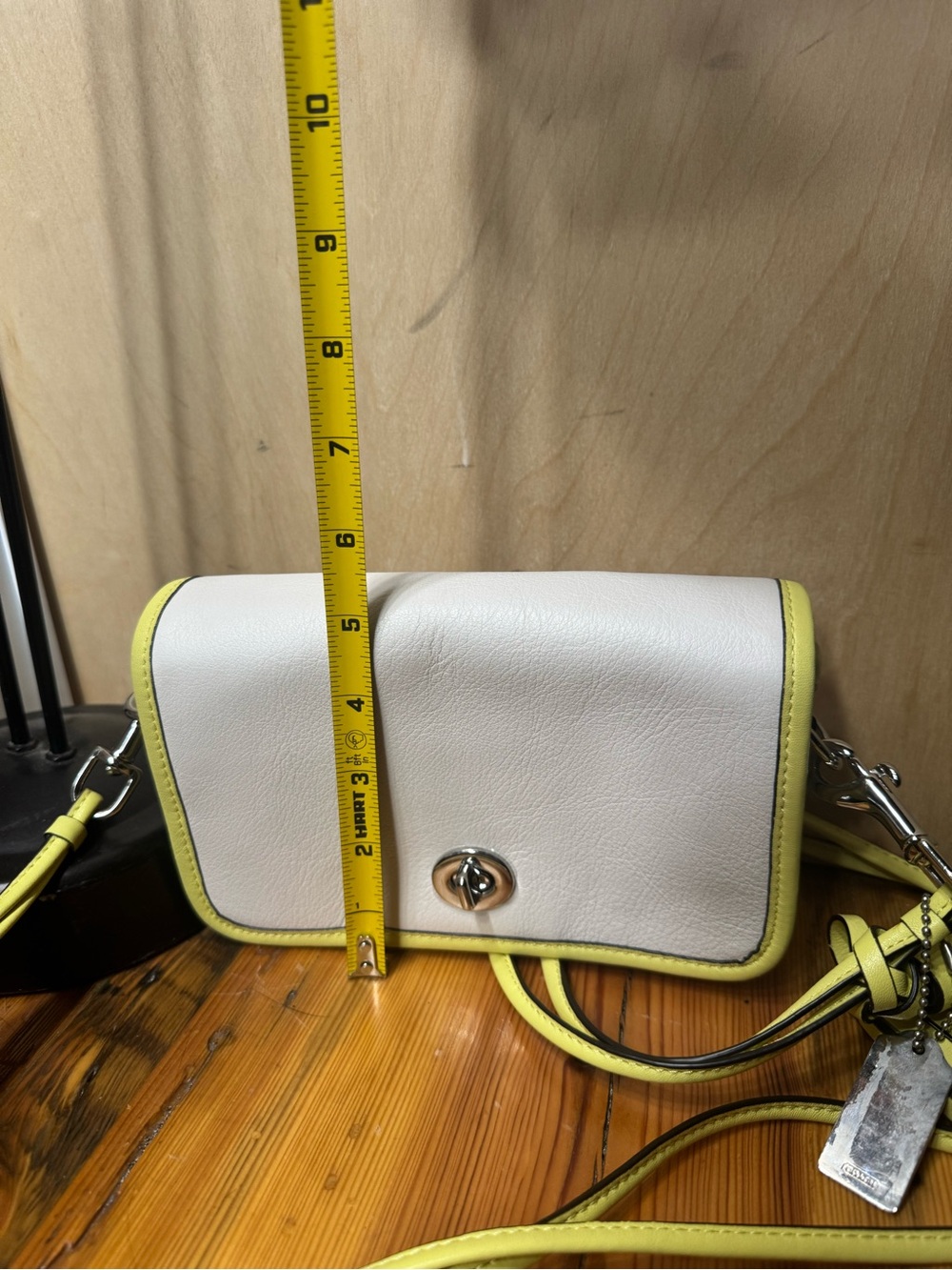 Coach White and Yellow Leather Crossbody with Tassel - Picture 13 of 14